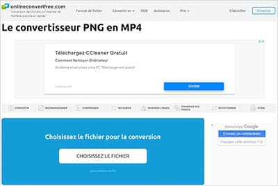 Convertir PNG en MP4 avec Onlineconvertfree.com
