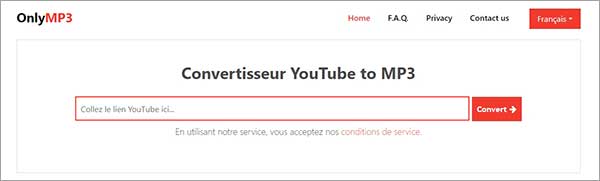 Convertisseur YouTube en MP3 : OnlyMP3