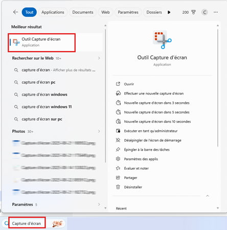 Faire une capture d’écran dans Windows 11 avec l’Outil Capture d’écran