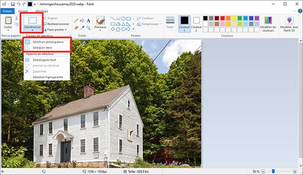Sélectionner dans Paint