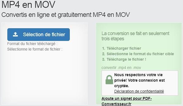 Convertir MP4 en MOV par pdf-convertisseur.fr