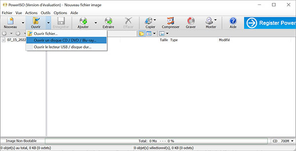 Ouvrir le CD audio avec PowerISO