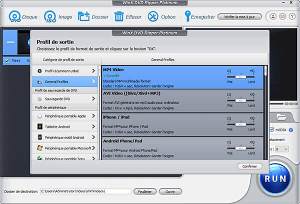 Format de sortie