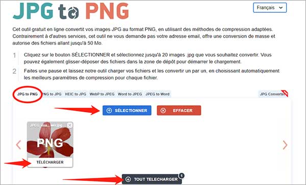 Le site JPG to PNG