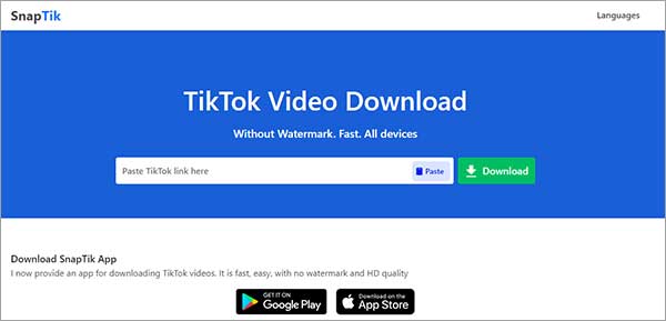 Télécharger une vidéo TikTok avec SnapTik