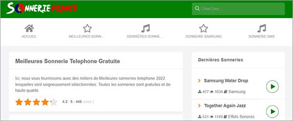 Télécharger une sonnerie Samsung sur SONNERIEFRANCE
