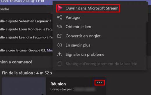Lire l'enregistrement sur Teams
