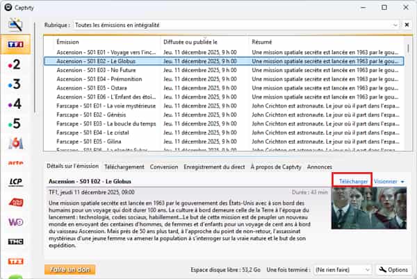 Démarrer le téléchargement de la vidéo TF1+