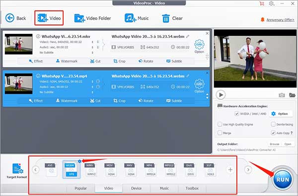 Convertir une vidéo avec VideoProc Converter