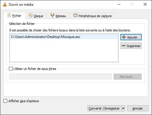 Ajouter AAC dans VLC