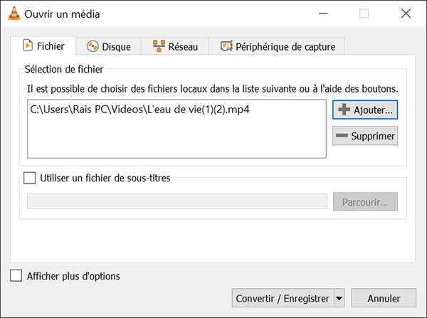 Ajouter un fichier MP4 dans VLC