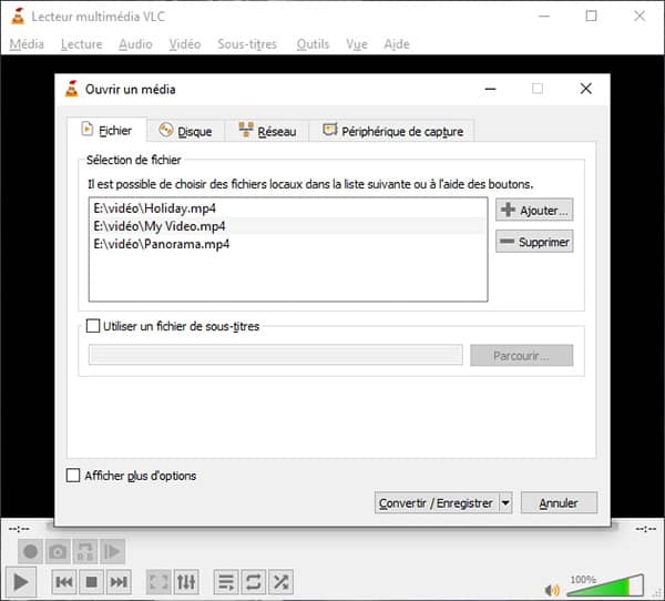 VLC - Ajouter des fichiers MP4