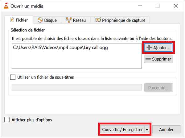 Ajouter le fichier OGG dans VLC
