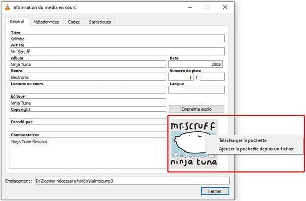 Ajouter une image pochette sur une musique MP3 avec VLC