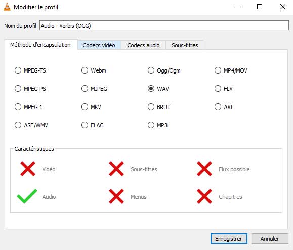 Sélectionner  WAV comme format d'exportation