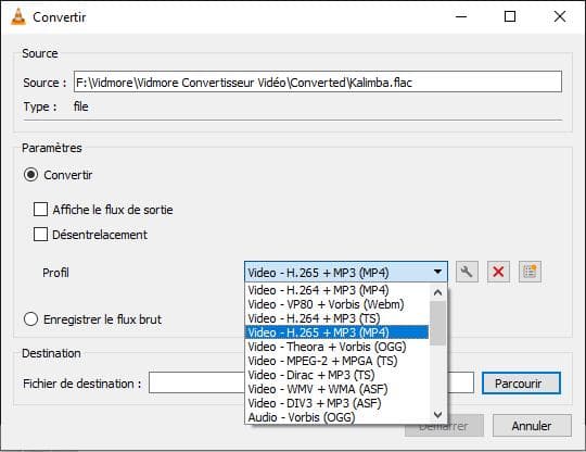 Convertir FLAC en MP4 avec VLC