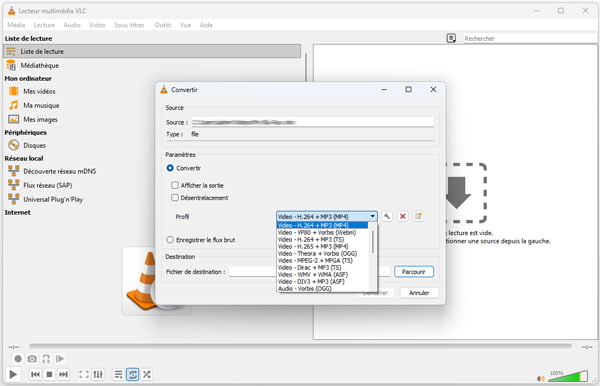 Convertir MKV HEVC en MP4 par VLC