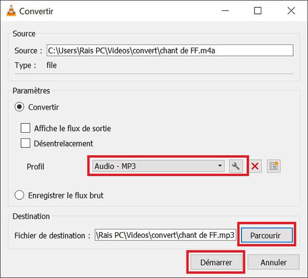 Convertir M4A en MP3 avec VLC