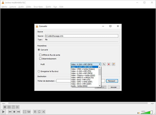 Convertir M4V en MP4 par VLC