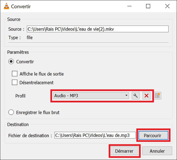 Convertir MKV en MP3 avec VLC