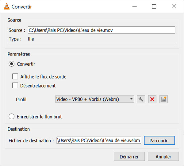 Convertir MOV en WEBM