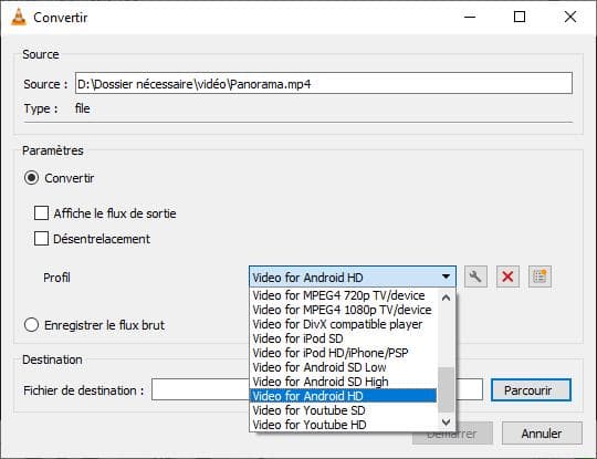Convertir MP4 en Android avec VLC