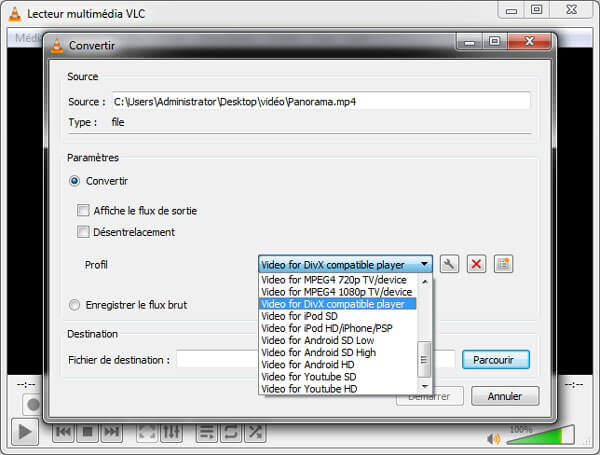 Convertir MP4 en DivX par VLC