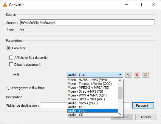 Convertir MP4 en FLAC avec VLC