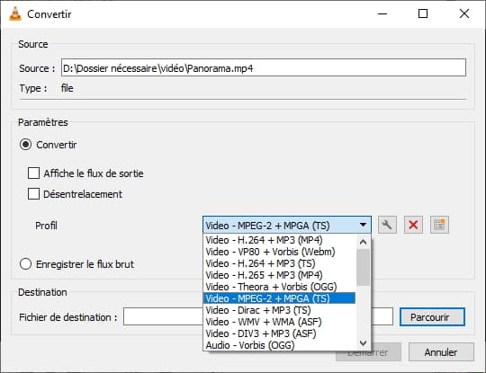 Convertir MP4 en MPEG par VLC