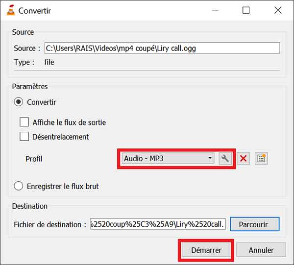 Convertir le fichier OGG en MP3 sur VLC