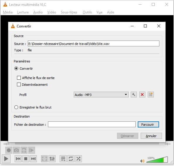 Convertir WAV en MP3 par VLC