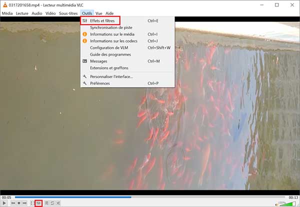 Accéder aux effets vidéo dans VLC