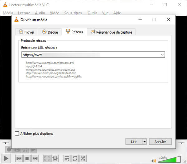 Entrer une URL YouTube dans VLC