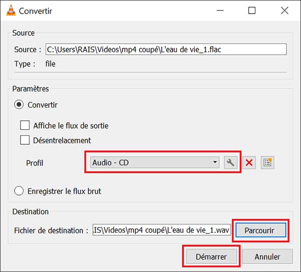 Convertir FLAC en WAV avec VLC