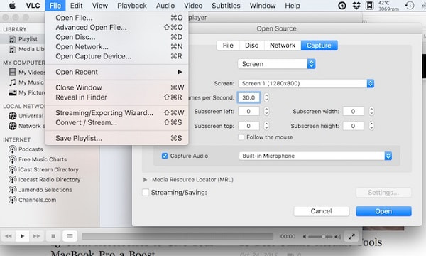 Screen Recorder sur Mac - Lecteur multimedia VLC