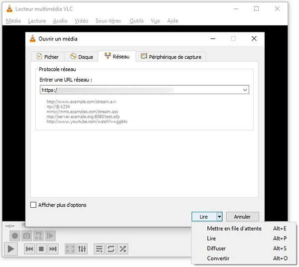 Cliquer sur Convertir dans VLC