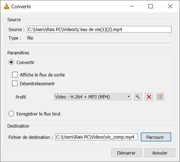 Réduire la taille vidéo MP4 VLC