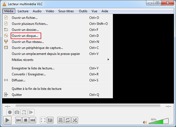 Charger le CD dans le VLC