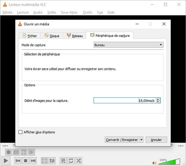 Périphérique de capture dans VLC