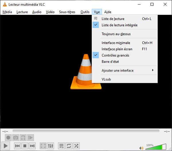 Déplier le menu Vue dans VLC