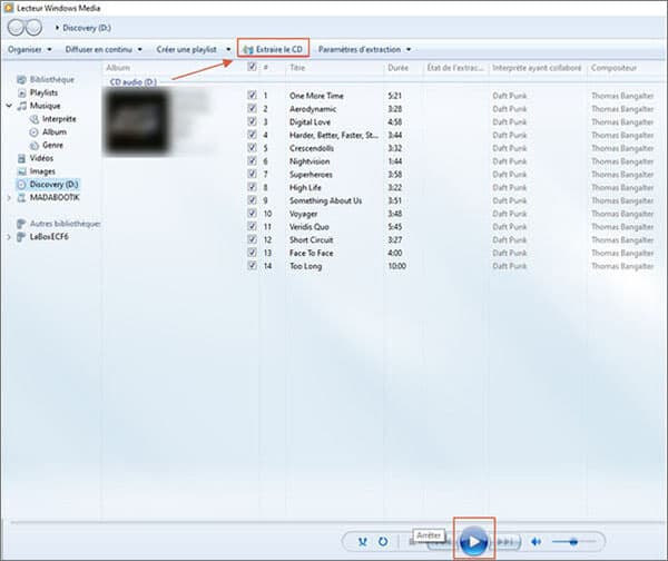 Enregistrer une CD sur PC avec avec Lecteur Windows Media