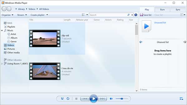 Windows media player